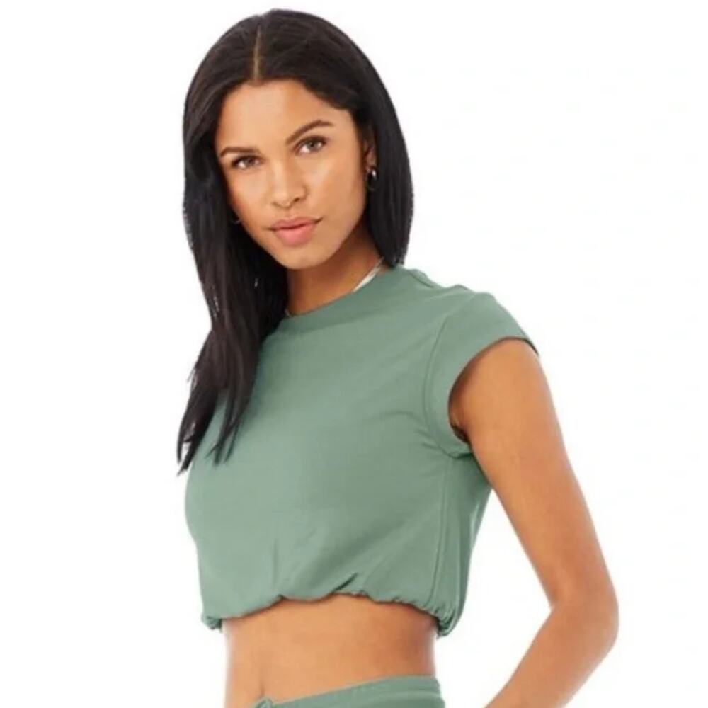 NWT Alo Yoga Cover Tank Blue Moon Crop Gym Workout Sports Athleisure Size XS